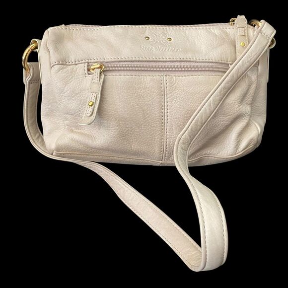 Stone Mountain Shoulder Bag Womens Ivory Leather Purse with Pockets - Picture 1 of 6